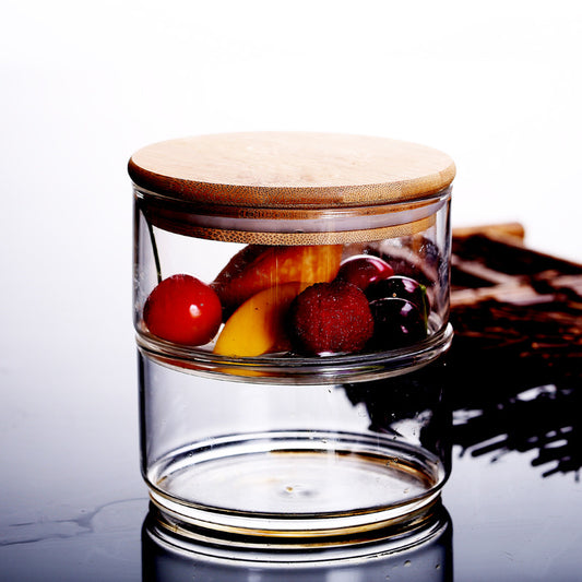 Glass Storage Jar with Bamboo Lid and Silicone Seal - Ideal for Storing Grains, Dried Fruits, and Tea