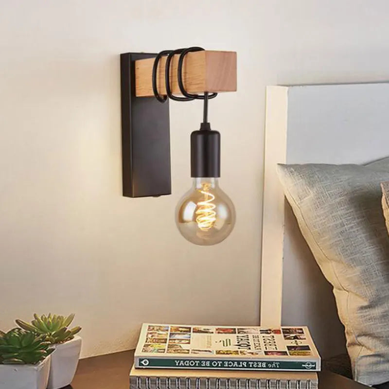 Modern Minimalist Indoor Wall Light Wood Wall Lamp E27 Lamp Home Sconce Lights Indoor/Outdoor