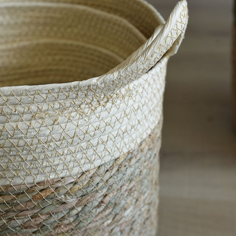 Handwoven Two Tone Basket: Enhance Your Home Decor with this Stylish Handmade Basket
