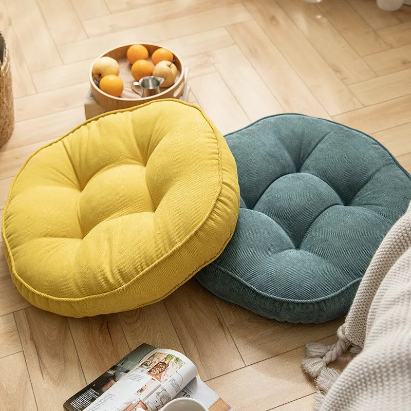 Premium Nordic Velvet Tatami Cushion Pillow - Thick and Cozy Sofa Backrest, Floor Meditation, and Futon Round Cushion - 55*55cm