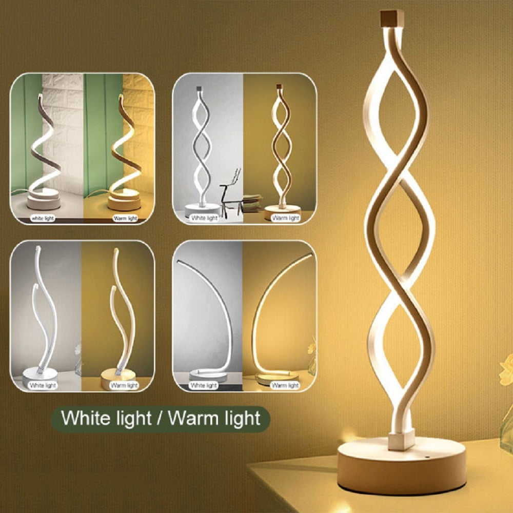 Modern Acrylic Iron Curved Spiral LED Light Fixture