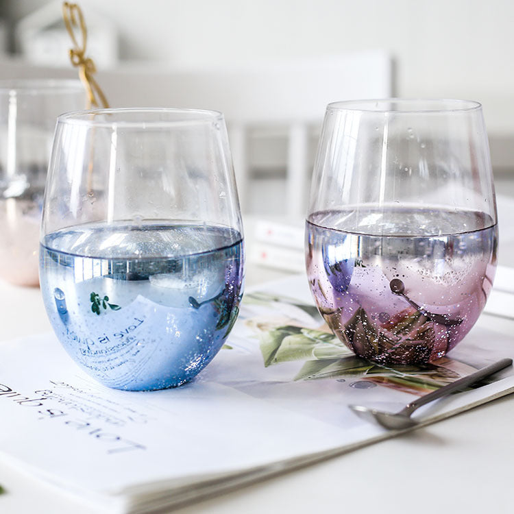Unique Mercury Glass Design, Elegant Glassware Home & Office Water Cup, Perfect for Juice and Drinks