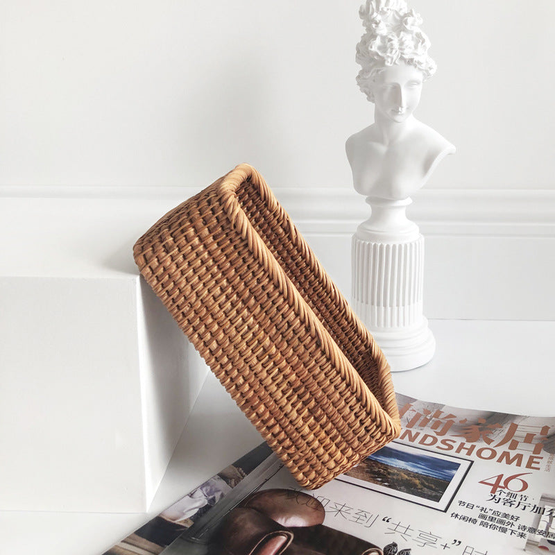 Hand-Woven Rattan Storage Basket for Home Organization