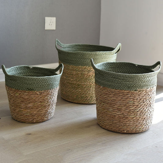Handwoven Two Tone Basket: Enhance Your Home Decor with this Stylish Handmade Basket