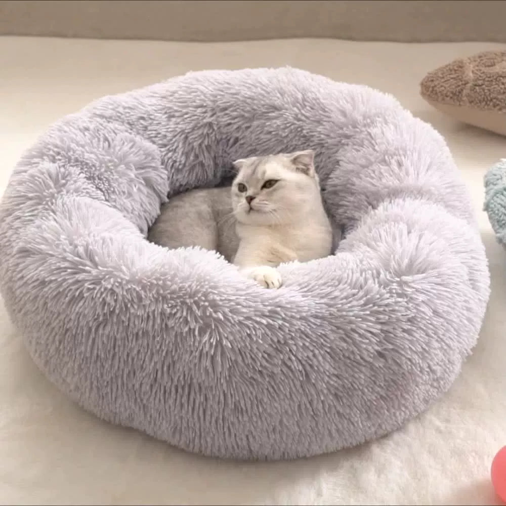 Premium Plush Round Pet Kennel for Dogs and Cats - Dog or Cat Bed and Cushion- Pet Supplies