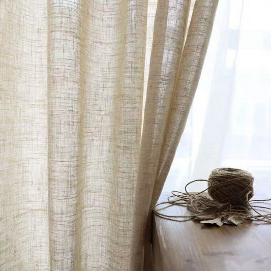 Simple Modern Linen Curtains - Cotton and Linen Sunshade for Living Room, Balcony, or Floating Windows - Semi-Light, Floor Length - Northern European and Japanese Inspired Design - Solid Color
