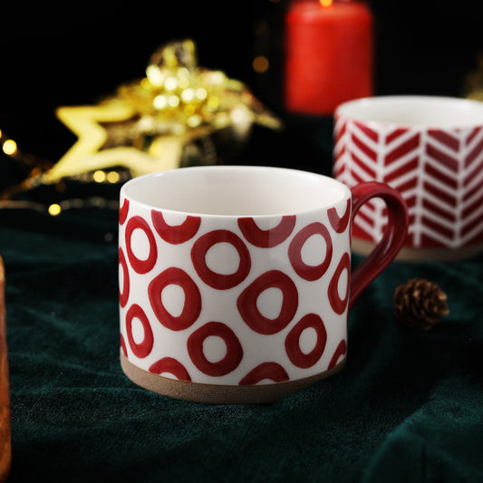 Handmade Red designer  Ceramic Mug - Hand Drawn Design