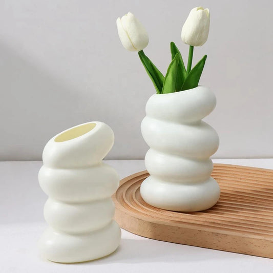 Nordic Creative Flower Arrangement Vase - Plastic Spiral White Container for Home Decoration