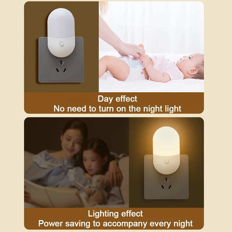 Bedside Lamp LED Mini Night Light EU US Plug Eye Protection Night Light Kids Gift Use For Bedroom Living Room Baby Feeding