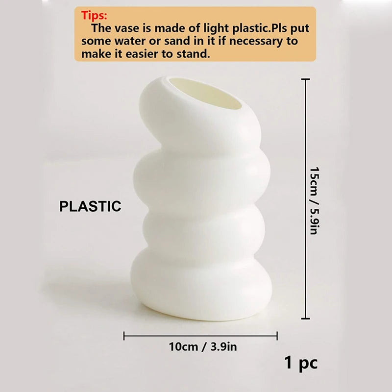 Nordic Creative Flower Arrangement Vase - Plastic Spiral White Container for Home Decoration