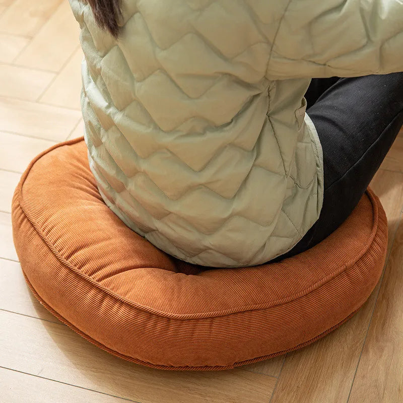 Premium Nordic Velvet Tatami Cushion Pillow - Thick and Cozy Sofa Backrest, Floor Meditation, and Futon Round Cushion - 55*55cm